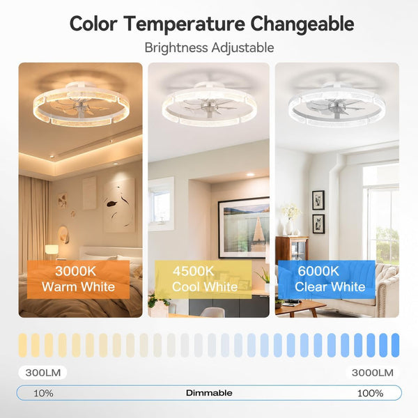 20" Ceiling Fans with Lights and Remote, Low Profile Fandelier4