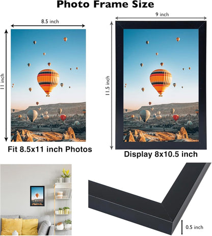 8.5X11 Inch Picture Frame Black for Certificate Poster and Photo, Horizontal and Vertical Formats for Wall Hanging or Tabletop, 8.5X11 Frame with Shatter Resistant Plexiglass, Black3