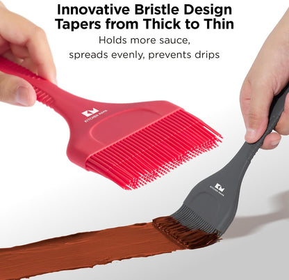 Platinum Silicone Extra Wide Pastry & Basting Brush Set4