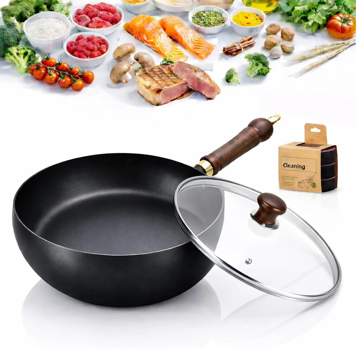 2026-upgraded-uncoated-thick-iron-pot-japanese-hand-forged-non-stick-iron-pan-without-coating-durable-and-rust-free-for-cooker-gas-stir-fry-pans-round-bottom-with-lid-glass-lid-11in