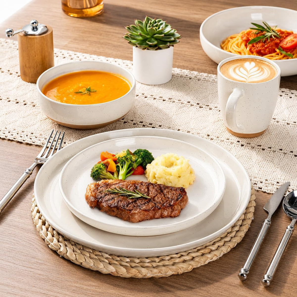 24-piece-ceramic-dinnerware-set-for-6-handpainted-plates-pasta-bowls-bowls-set-with-rustic-terracotta-underside-scratch-resistant-dishwasher-microwave-safe-speckled-glaze-beige