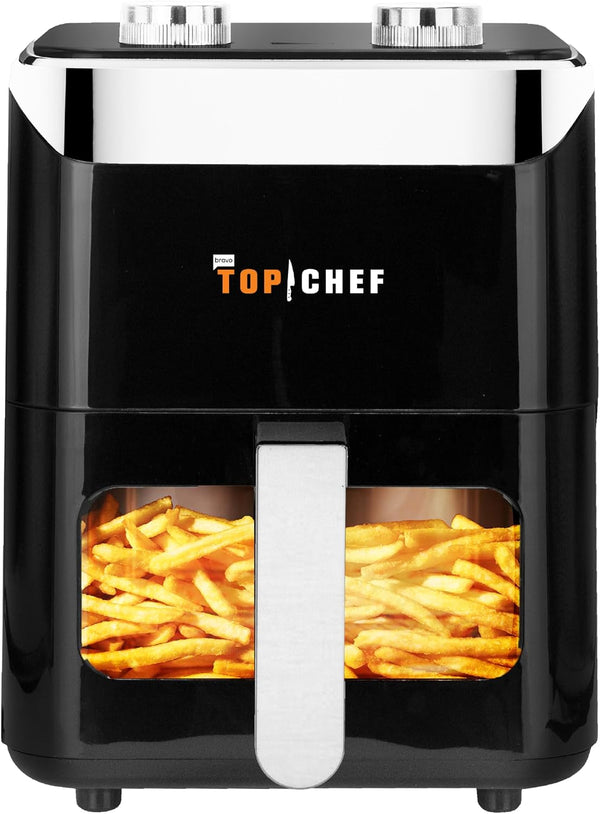 Top Chef 3.5L / 3.7QT Air Fryer with Viewing Window, 1400W Rapid Hot Air Cooker, Adjustable Temperature and Timer, Nonstick Basket, Compact Oil-Free Fryer for Crispy Meals and Snacks1