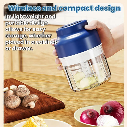 2026 Upgrade Electric Garlic Chopper Mini, 320 Ml Small Garlic Chopper Mincer with 6 Stainless Steel Blades, Portable Rechargeable Cordless Chopper for Onion,Chili,Ginger,Nuts,Meat & Fruits (Blue)7