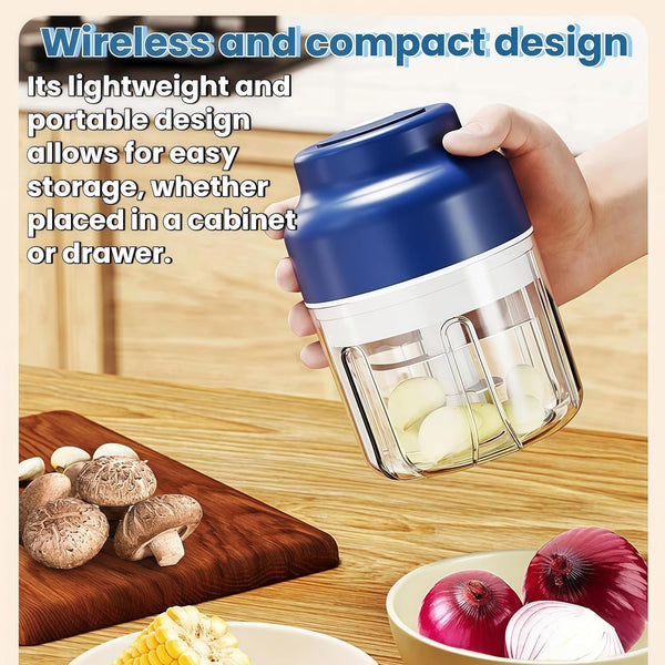 2026 Upgrade Electric Garlic Chopper Mini, 320 Ml Small Garlic Chopper Mincer with 6 Stainless Steel Blades, Portable Rechargeable Cordless Chopper for Onion,Chili,Ginger,Nuts,Meat & Fruits (Blue)7