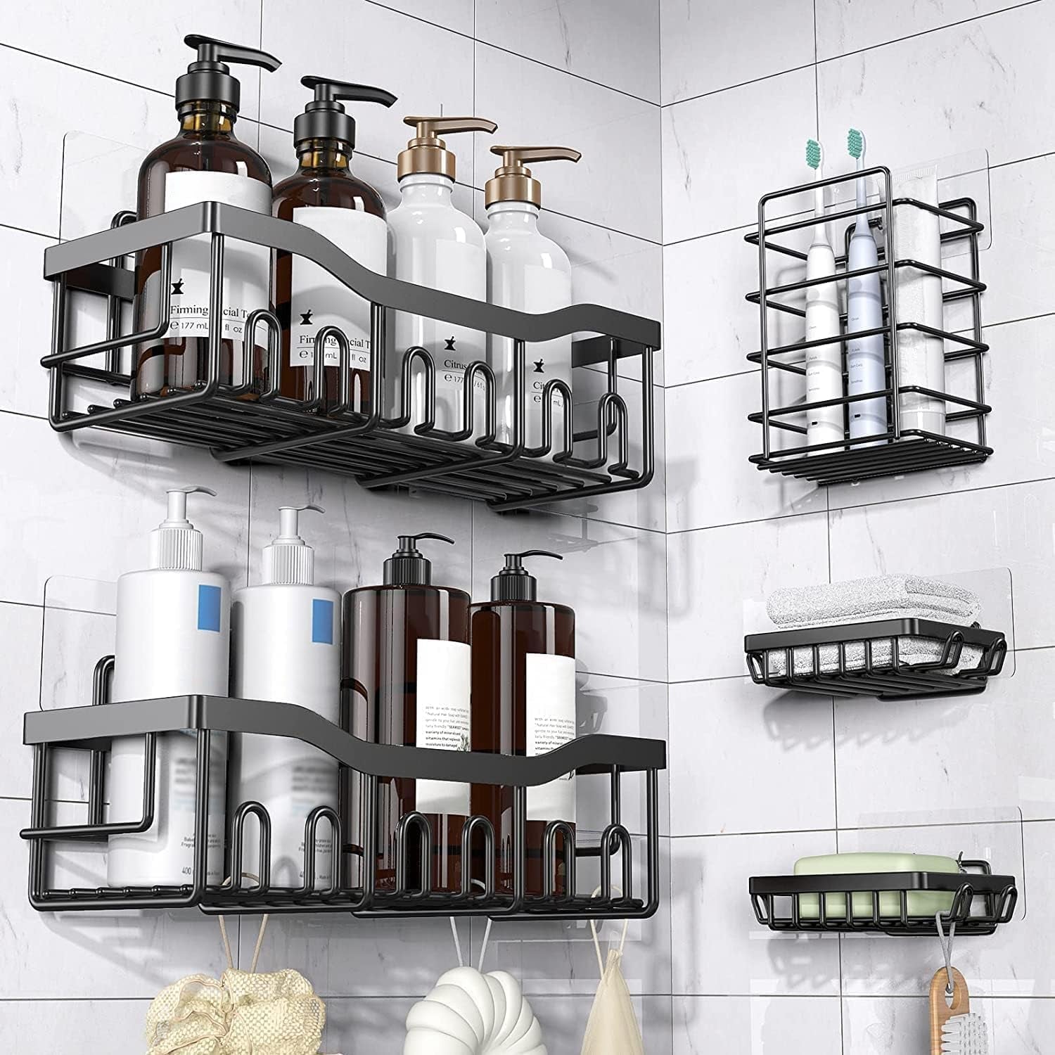 14pcs-shower-caddy-adhesive-replacement-shower-shelves-strip-pad-organizer-sticker-replacement-bathroom-heavy-duty-strong-sticky-wall-no-drilling-transparent