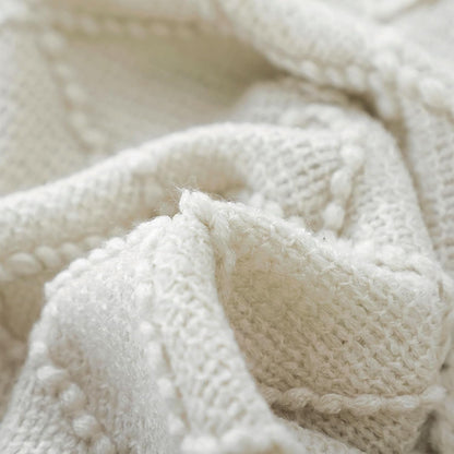 Beige Throw Blanket 50X60 Inch Boho Knitted Soft Throw Sofa Blanket | Knitted Throw Blanket 50X60 Inches, Soft Lightweight Boho Weave Throw Decorative Couch Blanket for Living Room Bedroom Chair3