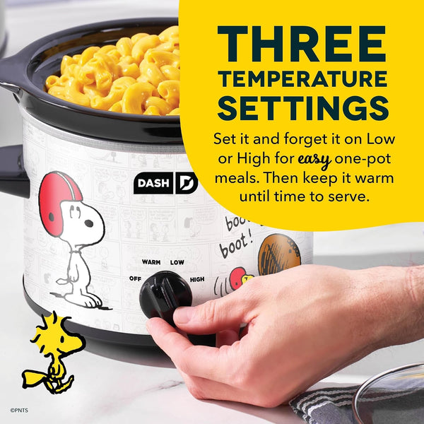 Peanuts® Slow Cooker Set, 2 Pack Electric Slow Cookers, 7QT + 2QT, Snoopy Football Design, High/Low/Warm, Removable Stoneware Pots, Glass Lids4