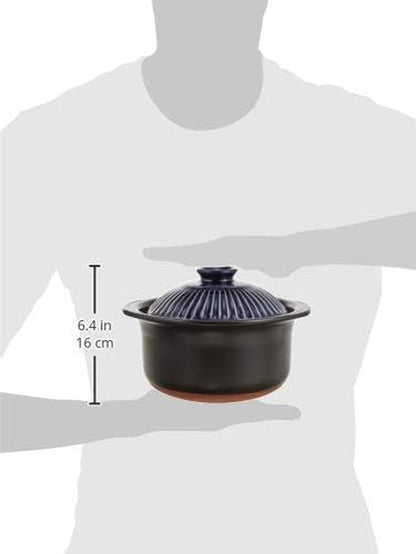 Pottery Chrysanthemum Rice Earthenware Pot (2 Cups, Cooking, Lapis), Banko Ware Double Lid Earthenware Pot, Rice Cooking,  Rice Cooker2