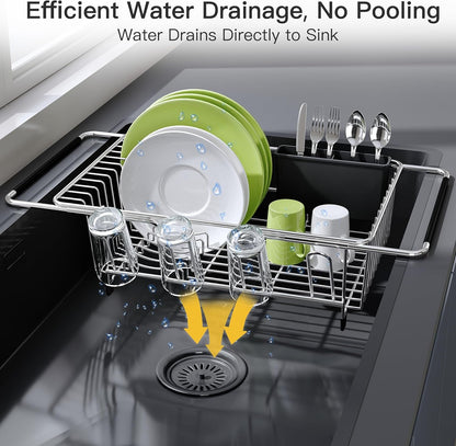 Dish Drying Rack in Sink, Dish Drainer with Cup and Utensil Holder6