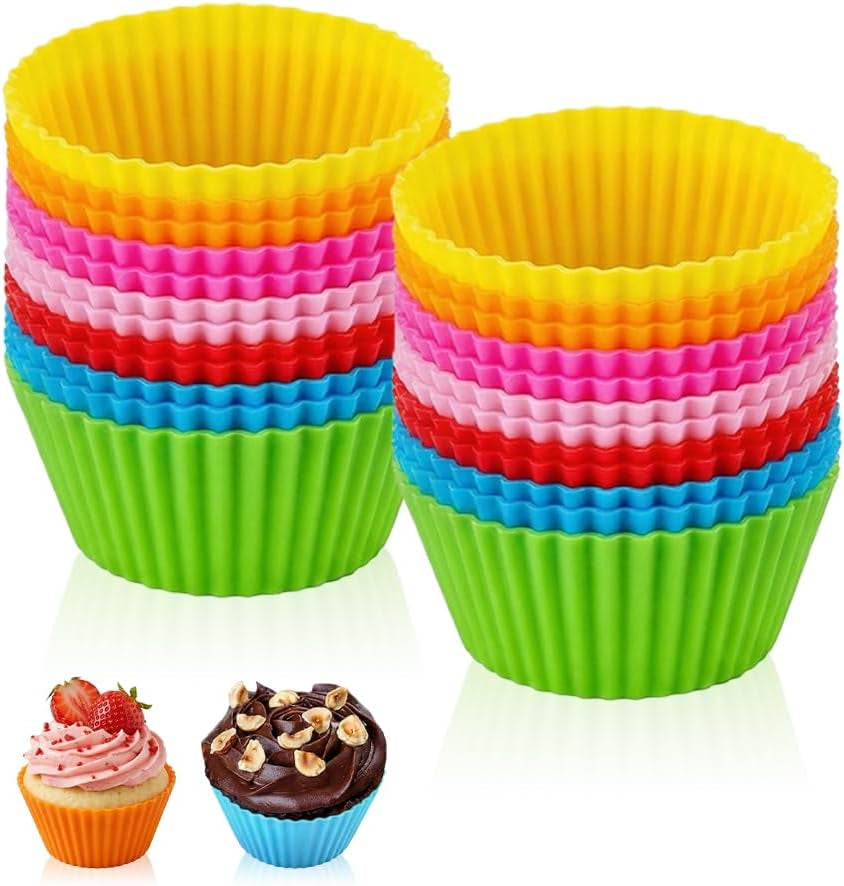 12pcs-silicone-baking-cup-non-stick-cupcake-liners-reusable-cupcake-molds-round-cupcake-molds-reusable-family-pack-high-temperature-resistant-non-stick-colorful-baking-cup-easy-to-clean