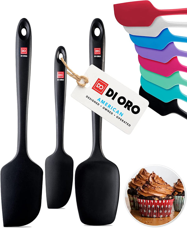 DI ORO Silicone Spatula Set - 600F Heat Resistant, 3-Pc Black1