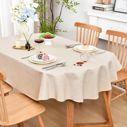 Oval Tablecloth 60 X 84 Inches Faux Linen Water Resistant1