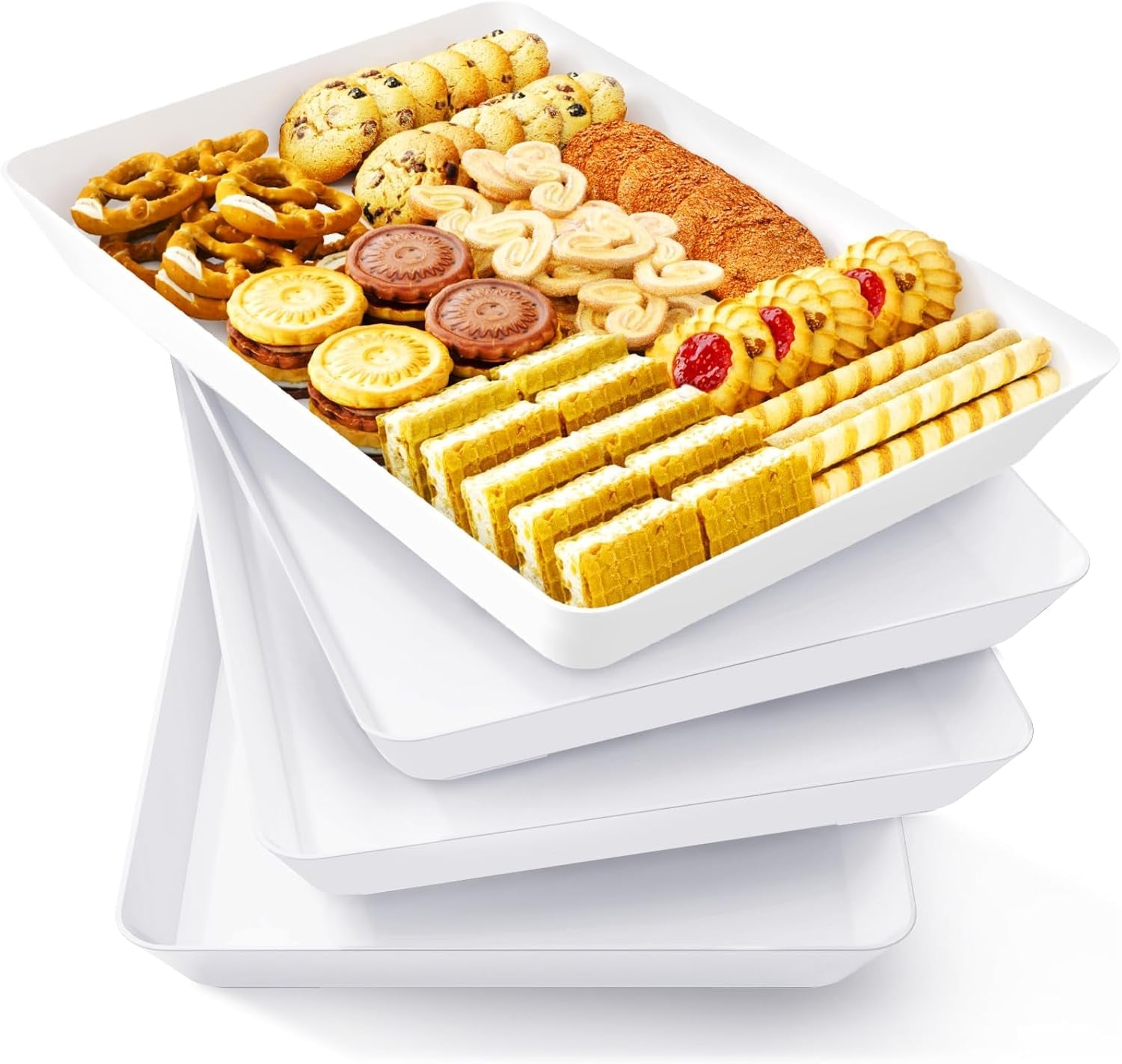 4-pcs-serving-tray-for-party-reusable-plastic-food-serving-platter-bpa-free-white-trays-for-desserts-snacks-fruit-appetizers-charcuterie-catering-dish-for-buffet-display-party-supplies