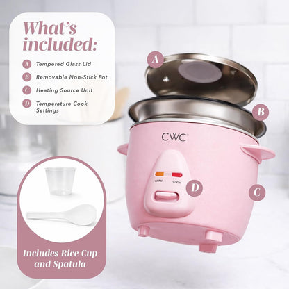 6 Cup Rice Cooker 300W - Effortless Cooking and Perfectly, Cooks 3 Cups of Raw Rice for 6 Cups of Cooked Rice, Pink2