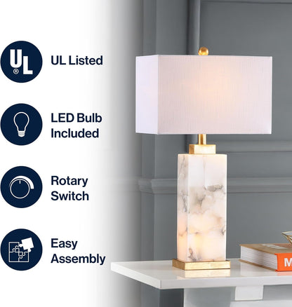 Elizabeth Alabaster Nightlight Lamp 27.5", White/Gold Painting4