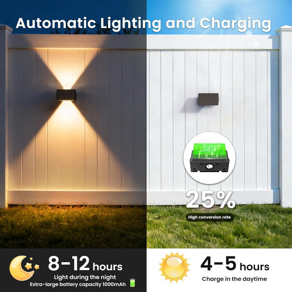 Solar Fence Lights Outdoor, 6 Pack up and down Wall Lights, Warm White3