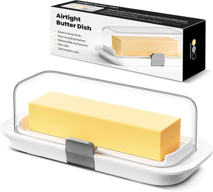 Butter Dish with Airtight Lid and Lock for 1 Stick Butter | Lockable, Sealing Ring, Dishwasher Safe, Measurement Marks, Non-Slip Pads, Easy to Scoop, for East/West Coast Butter7