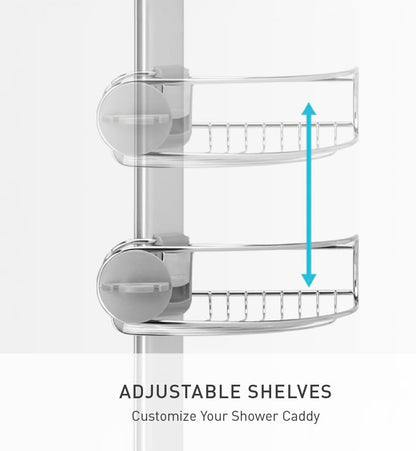 Simplehuman 8' Tension Pole Shower Caddy, Stainless Steel and Anodized Aluminum2