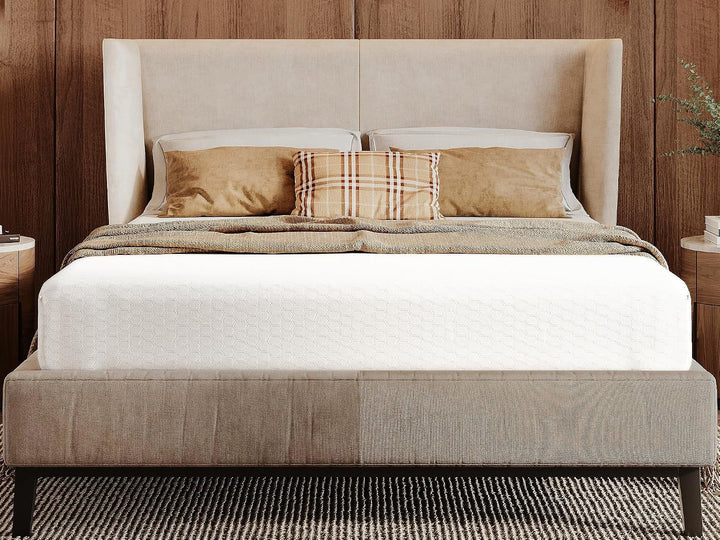Queen Size 8-Inch Gel Memory Foam Mattress, Comfortable with Pressure Relieving Ergonomic Support, Breathable Soft Fabric Cover, Fiberglass Free, Mattress in a Box+2