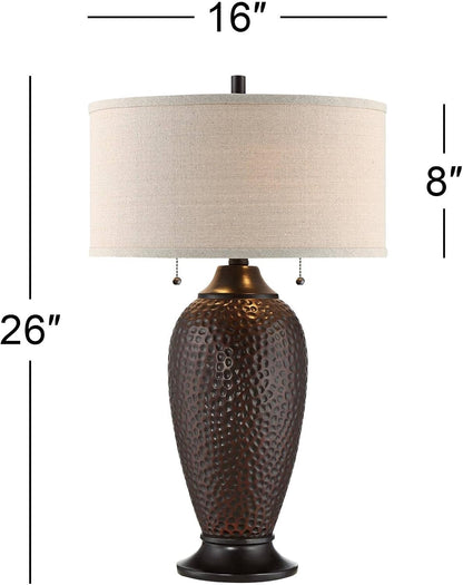 Cody 26" Tall Table Lamps Set of 2 Hammered Oiled Bronze Brown Modern5