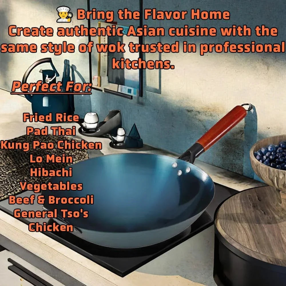 13-5-inch-carbon-steel-wok-pan-with-wooden-handle-pre-seasoned-round-bottom-wok-for-gas-stovetop-natural-non-stick-stir-fry-pan-for-authentic-asian-cooking