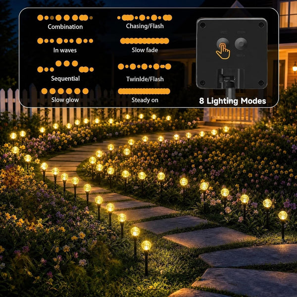 Solar Garden Lights Outdoor, 60 Leds 43FT Solar Pathway Lights4