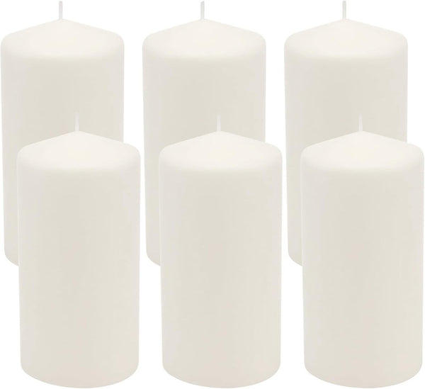 Unscented White Tall Pillar Candles, 65 Hour Burning Candle Pillars, Perfect for Decor, Weddings, Emergencies 3" X 6", 6 Count1