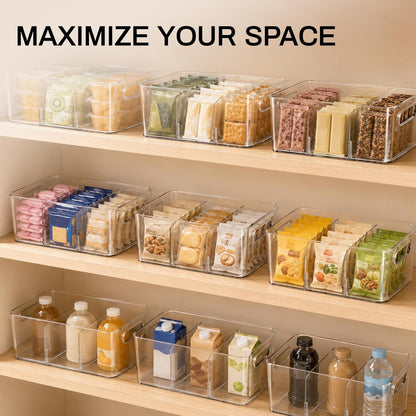 6-Pack Pantry Organizers and Storage, Clear Fridge Organizer Bins8