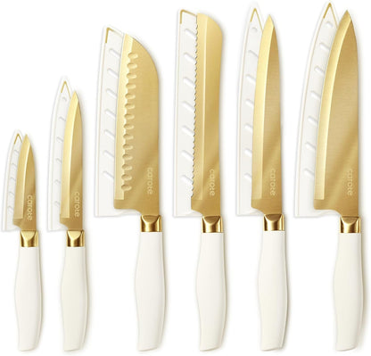 Kitchen Knife Set, 6 Gold Knives with 6 Blade Guards, 12-Piece1