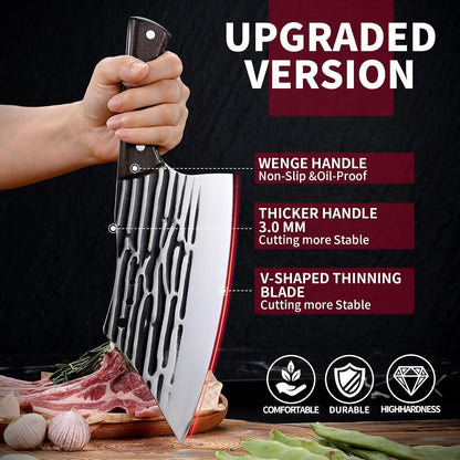 Butcher Knife Forged Cleaver Knife Ultra Sharp Kitchen Knife Chef Knife for Meat Cutting with Wooden Handle4