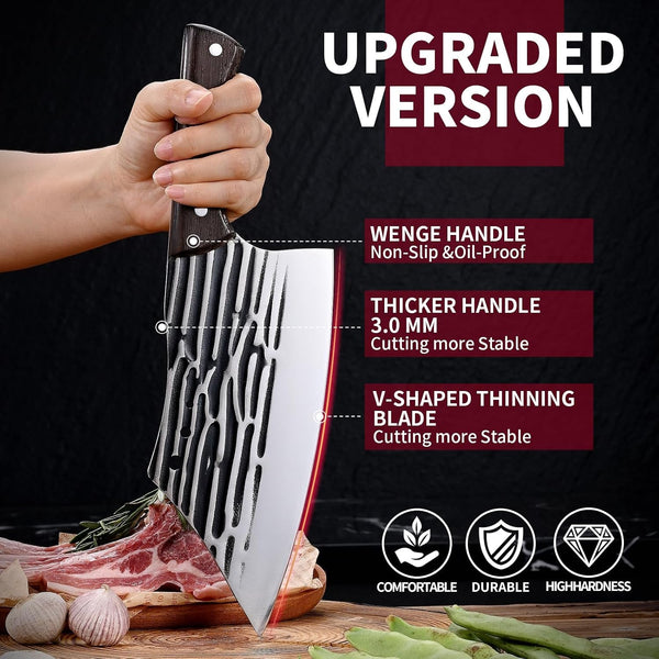 Butcher Knife Forged Cleaver Knife Ultra Sharp Kitchen Knife Chef Knife for Meat Cutting with Wooden Handle4