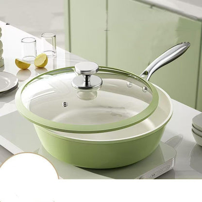 Nonstick Ceramic Frying Pan, Stir Fry Pans with Lid, Gas Electric & Induction Compatible (Green, Pan with Lid 12 Inch)6