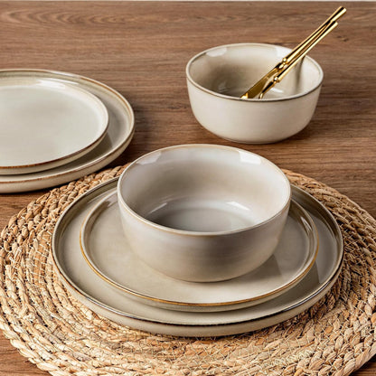 Stoneware Dinnerware Sets for 4, 12 Piece Plates and Bowls Sets5