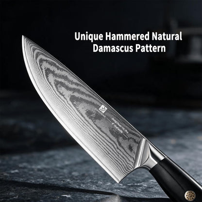 8-Inch Damascus Chef Knife, 67-Layer High Carbon Stainless Steel Kitchen Knife with Ergonomic G10 Handle, Protective Sheath & Gift Box for Home and Professional Use9
