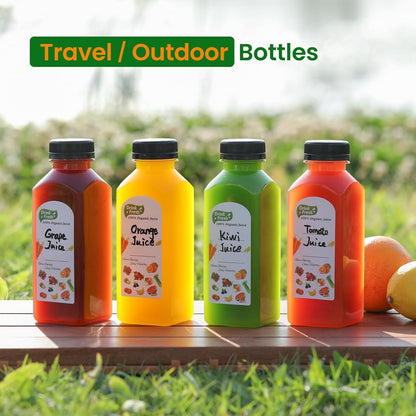 24 PACK, 12 OZ Reusable Thicker Plastic Juice Bottles with Caps, Leakproof7