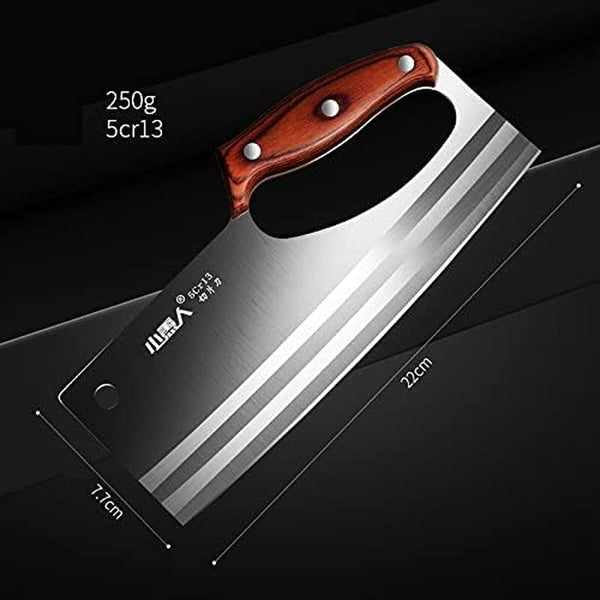 Meat Cleaver Knife, Chinese Style Kitchen Stainless Steel Cutting Meat Knife Special Super Sharp Ladies Slicing Vegetable Fruit Cooked Food Knives (Size : B 220X77 Mm)3