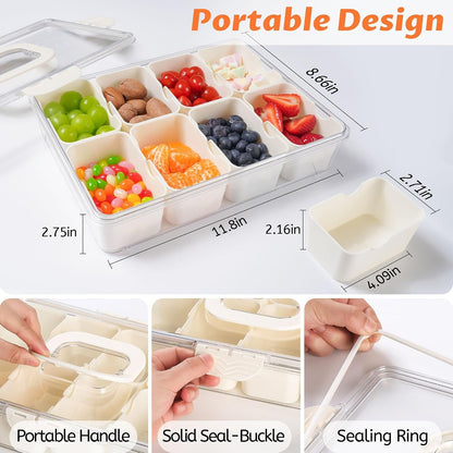 Snackle Box Container Dishwasher Safe Divided Serving Tray with Lid Handle | Charcuterie Board for Portable Snack Platters, Clear Organizer for Fruits Snacks, Perfect for Road Travel3