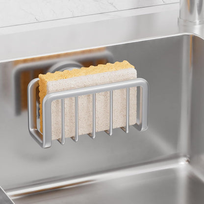 Rustproof Sponge Holder for Kitchen Sink with Suction Cup-Silver1