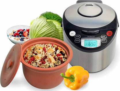 Smart Organic Clay Pot Multi Cooker - Toxin Free Clay Rice Cooker, Delay Start Slow Cooker, Stew Cooker, Electric Soup Pot, Yogurt Maker, with Natural Earthen Clay Crock, 6 Cup / 3.2-Quart1