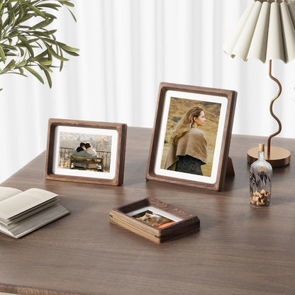 8X10 Picture Frames Natural Walnut,Original Wood Hand Make Crafted Photo Frame with Mat to 5X7 Graduation Picture Display,Family Picture,Wedding Picture Tabletop & Wall Decoration2