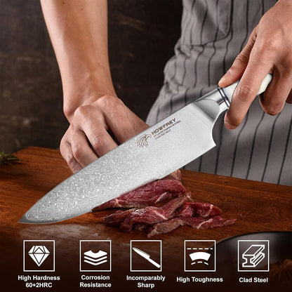 Damascus Chef Knife 8 Inch, 67-Layer Japanese Kitchen Knives Sharp VG-10 High Carbon Stainless Steel with Ergonomic Pakkawood Handles, Elegant Gift Box Packaging for Home and Kitchen6