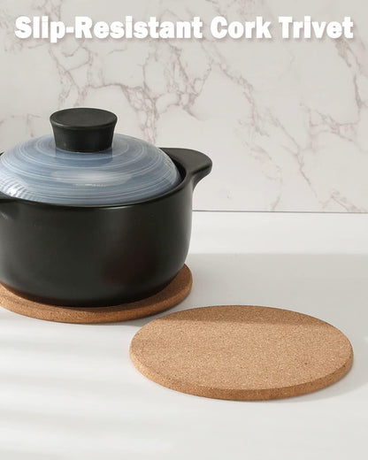 Cork Trivets for Hot Dishes, Hot Pots and Pans, 8 Inch 4 Pcs | High Density Thick Cork Trivet, Heat Resistant, Large Coaster for Kitchen, Kitchen Essentials, Hot Pads for Countertop8