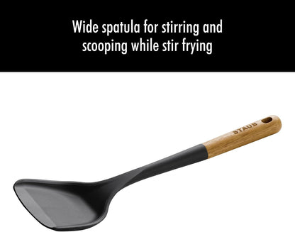 Staub Wok Spatula, Wok Utensil, Non-Stick Silicone, Black2