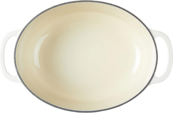 Enameled Cast Iron Oval Dutch Oven with Lid, 7 Quart, Oyster White | Family Size Cooking Pot with Dual Handles for Sourdough Bread Baking & Everyday Cooking, Enameled Cast Iron3