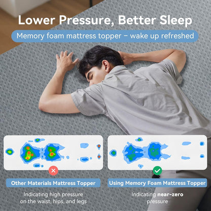Mattress Topper Twin XL - 3 Inch Gel Infused Memory Foam XL Twin Mattress Toppers with Washable Cover,Bed Toppers for College Dorm,Gray8