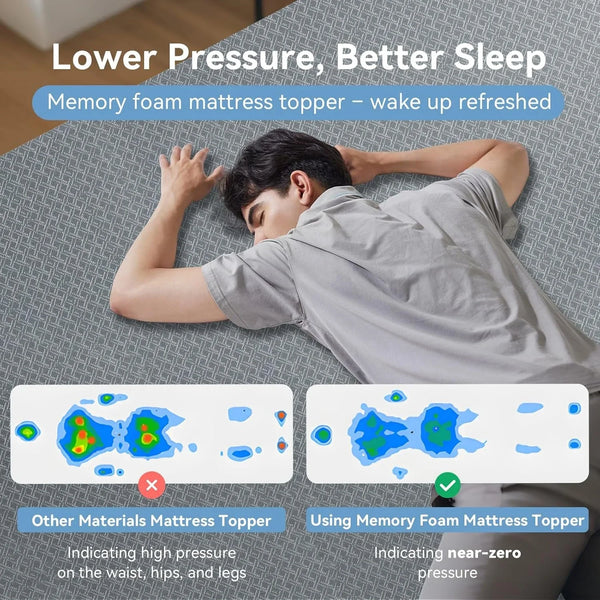 Mattress Topper Twin XL - 3 Inch Gel Infused Memory Foam XL Twin Mattress Toppers with Washable Cover,Bed Toppers for College Dorm,Gray8