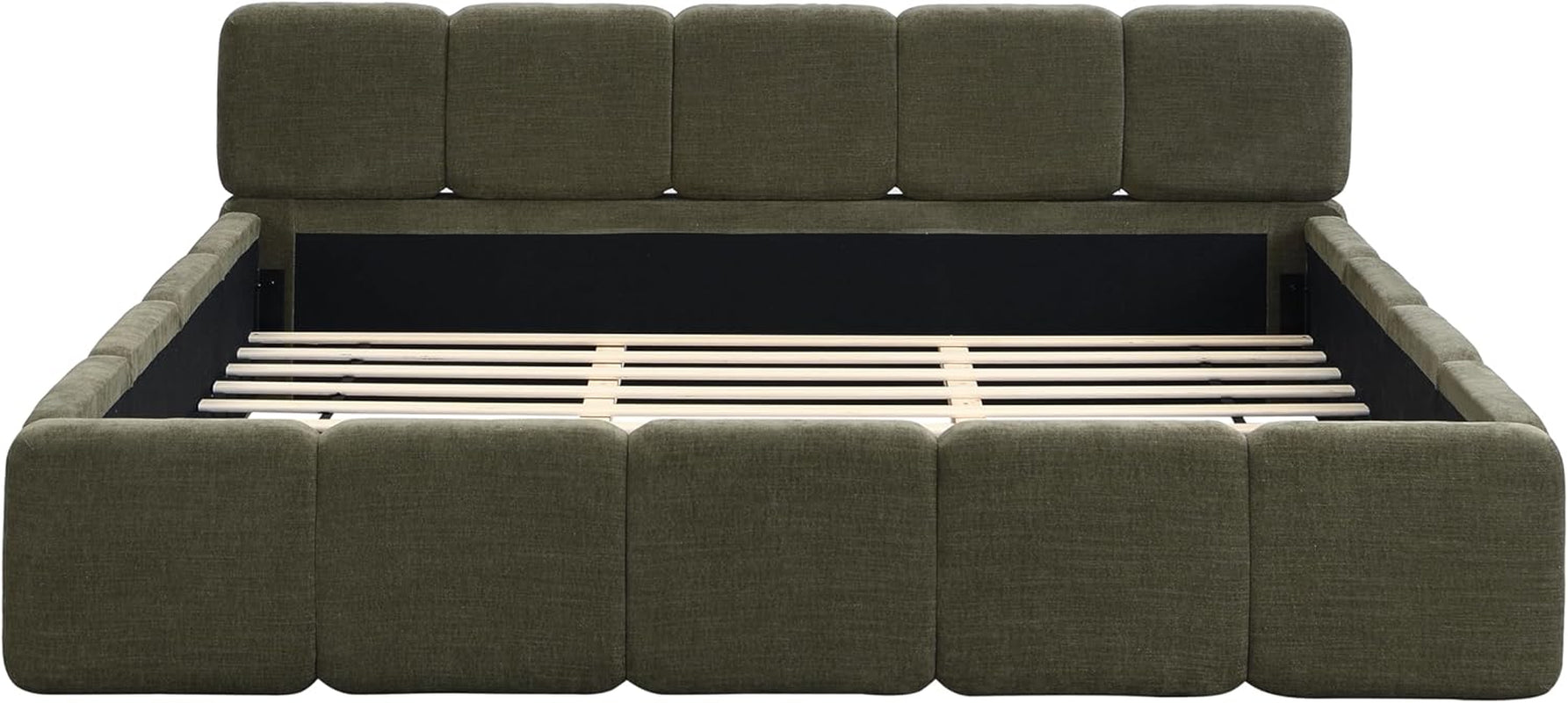 california-king-boucle-platform-bed-with-thick-headboard-green