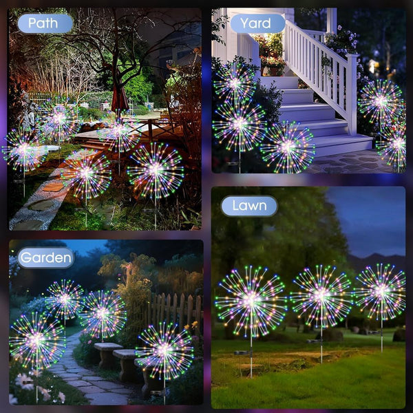 Solar Garden Lights Outdoor,Waterproof Garden, 2PC 200 LED Twinkling Firework Lights Decorative with 8 Modes,Decor for Yard Patio Pathway Lawn for Yard outside Fairy Decorative2