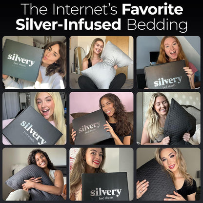 Silver Infused Bed Sheets Set Model 2 (Gray, Queen)9