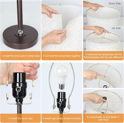 Table Lamps Set of 2, 22" to 30"Adjustable Height Bedside Lamps for Living Room 3 Color Temperatures Tall Nightstand Lamps Modern Brown Table Lamp for Bedroom Office End Table (Bulbs Included)6